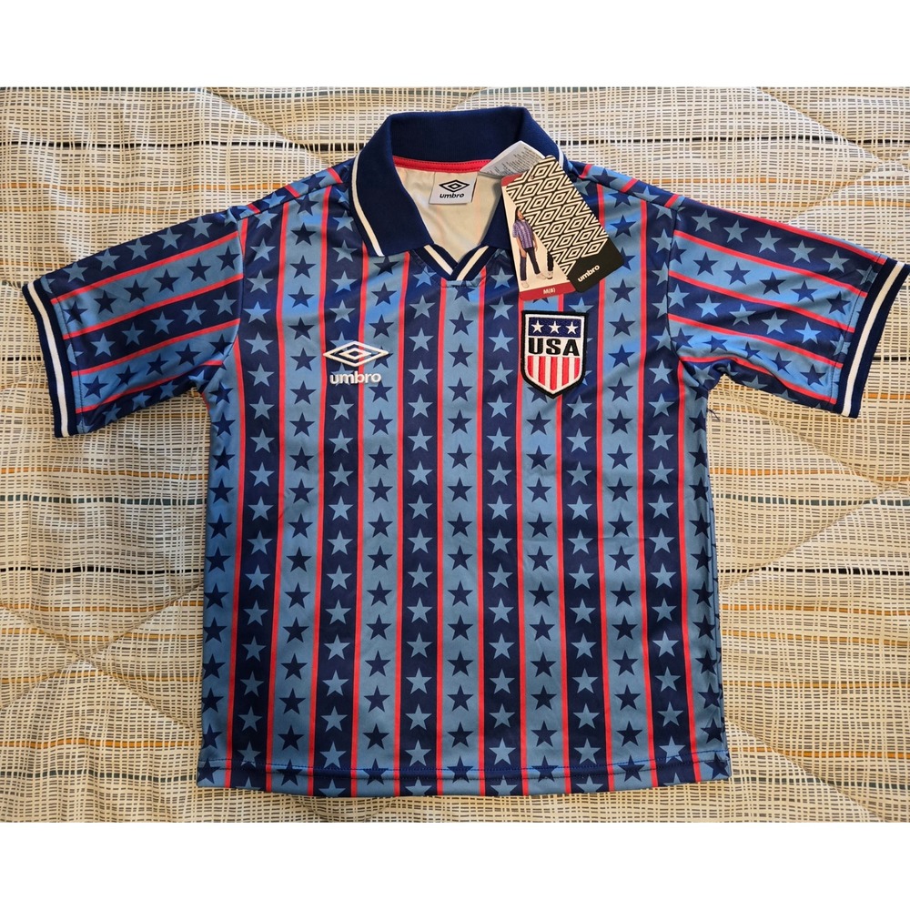 Umbro Kids USA Soccer Jersey Stars Stripes Blue Red Youth M 8 UMBR020BBBSCP24